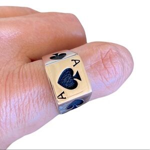 New Men Sterling silver ACE Ring gambler Ring